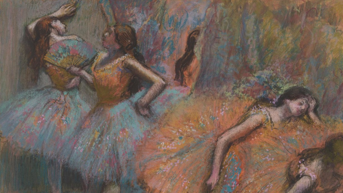 "Розите на танцьорките", Дега