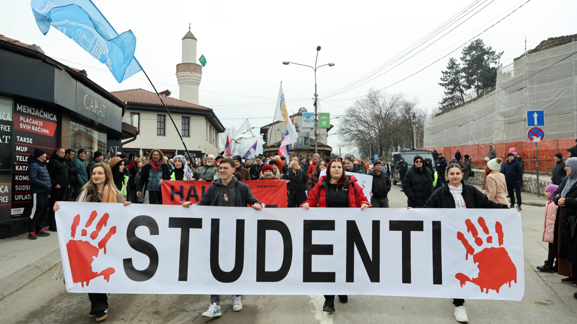 Протест на сръбските студенти срещу правителствения натиск върху университетите