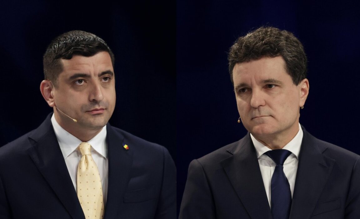 Кандидатите на балотажа Джордже Симион (л.) и Никушор Дан