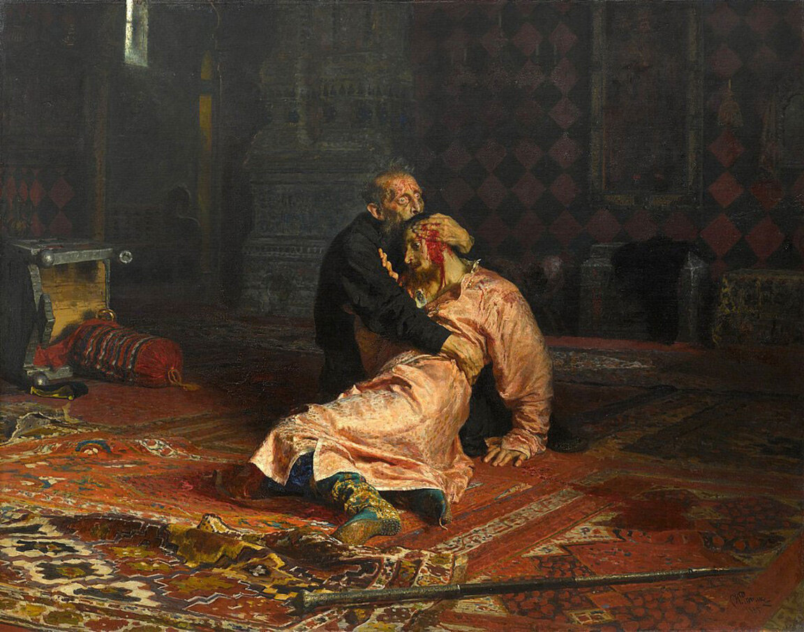 "Иван Грозни убива сина си", картина на Иля Репин