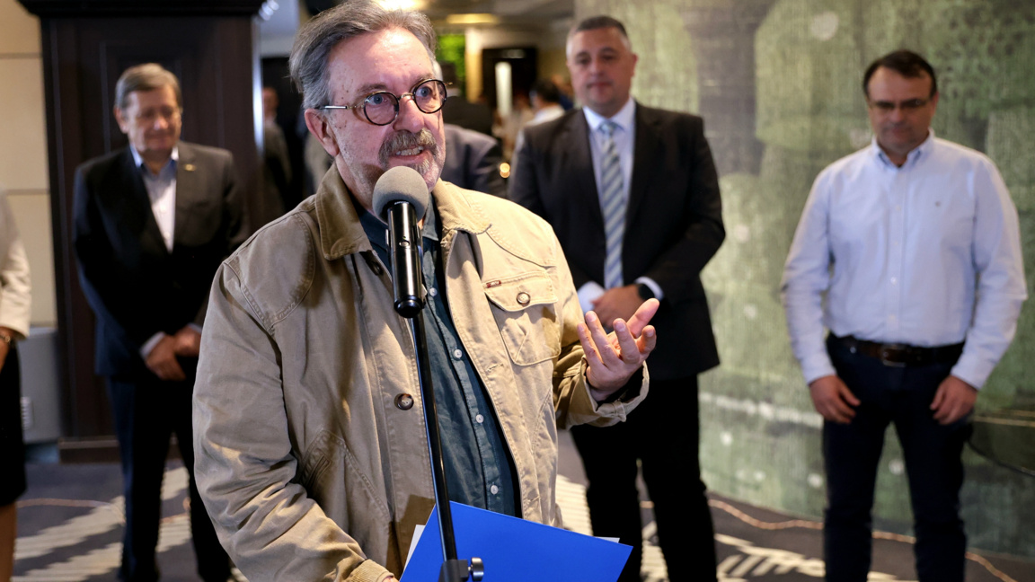 Директорът на "Архивен фонд" на БНР Антон Митов на 24-та годишна среща на Асоциацията на българските авиокомпании (АБА), на която бяха връчени журналистически награди - 28 април 2026 г.