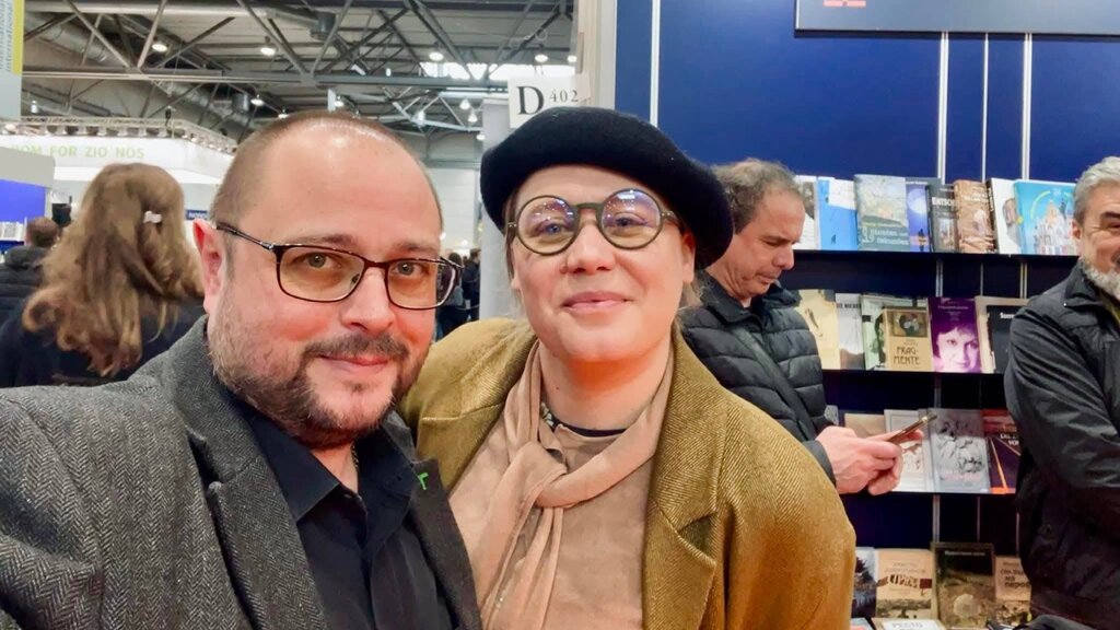 Svetlozar Zhelev and writer Rene Karabash.