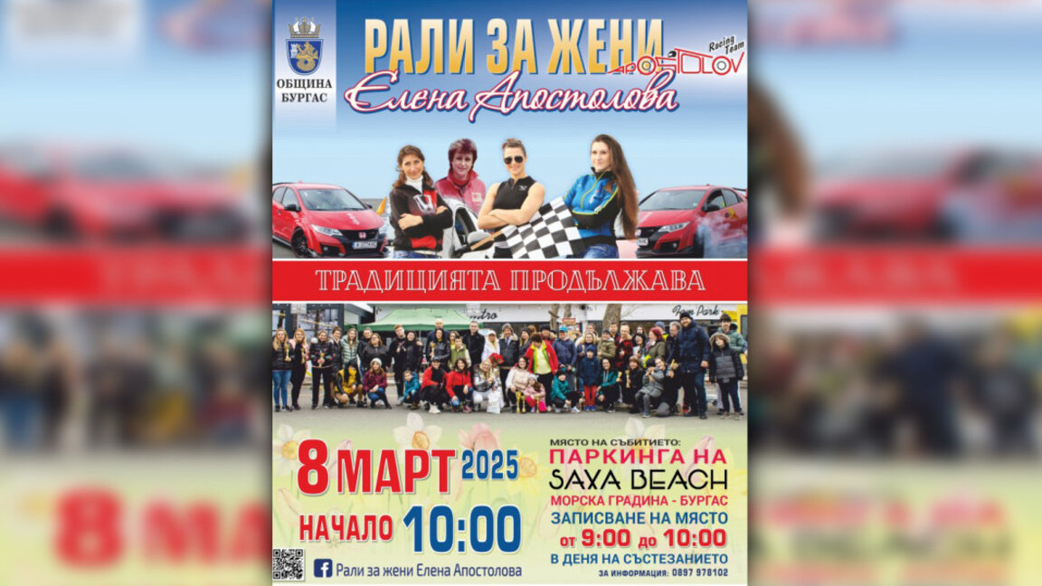 Рали за жени „Елена Апостолова“ ще се проведе на 8 март