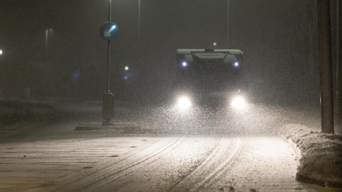 Заснежен път в Уелс, 08.01.2026 г.