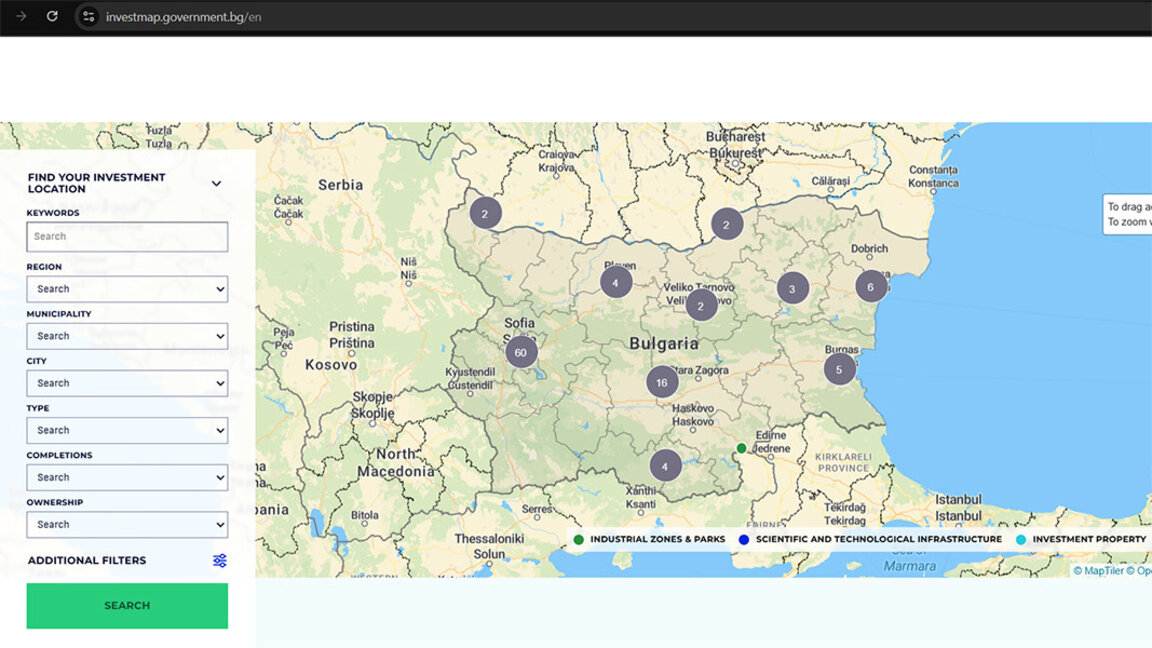 Presentaron el primer mapa interactivo de inversión de Bulgaria