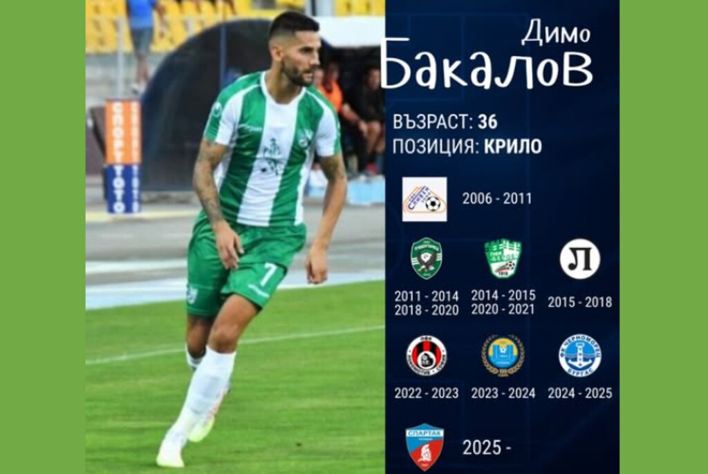 Димо Бакалов премина в Спартак (Пловдив)