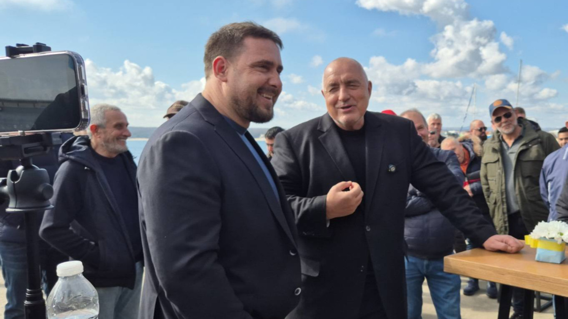 Кметът на Приморско Иван Гайков и Бойко Борисов