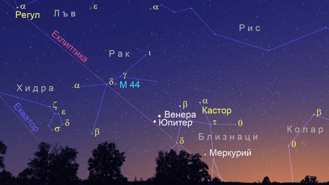 Венера и Юпитер ще се сближат на 9 юни