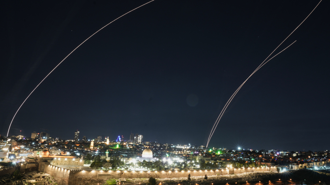 Прехващане на ракети над Йерусалим, изстреляни от Иран