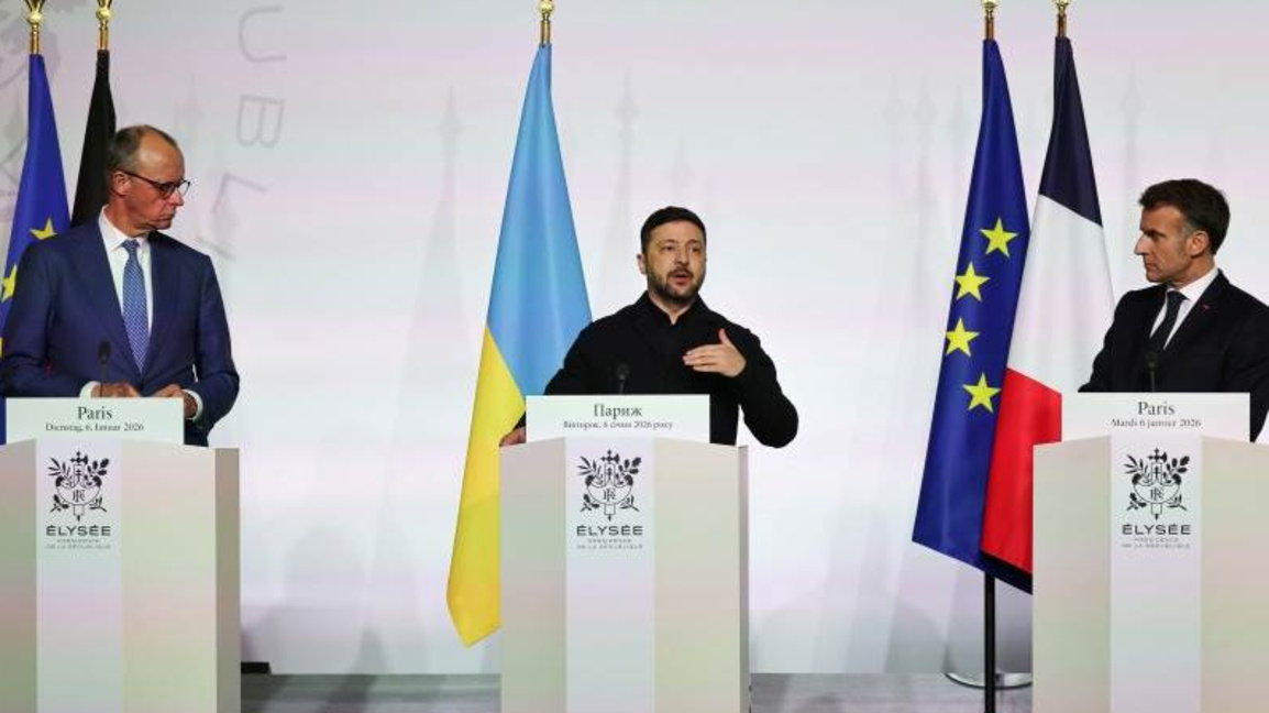 Фридрих Мерц, Володимир Зеленски и Еманюел Макрон