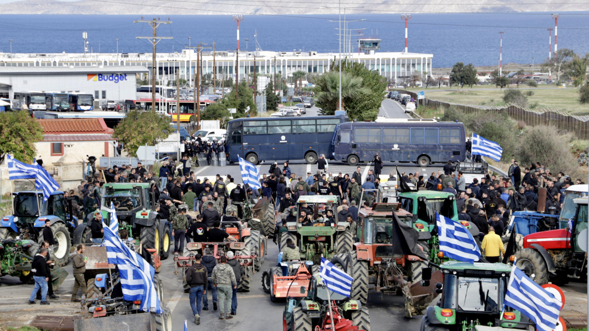 Протест на гръцки фермери на Крит, 08.12.2025 г.