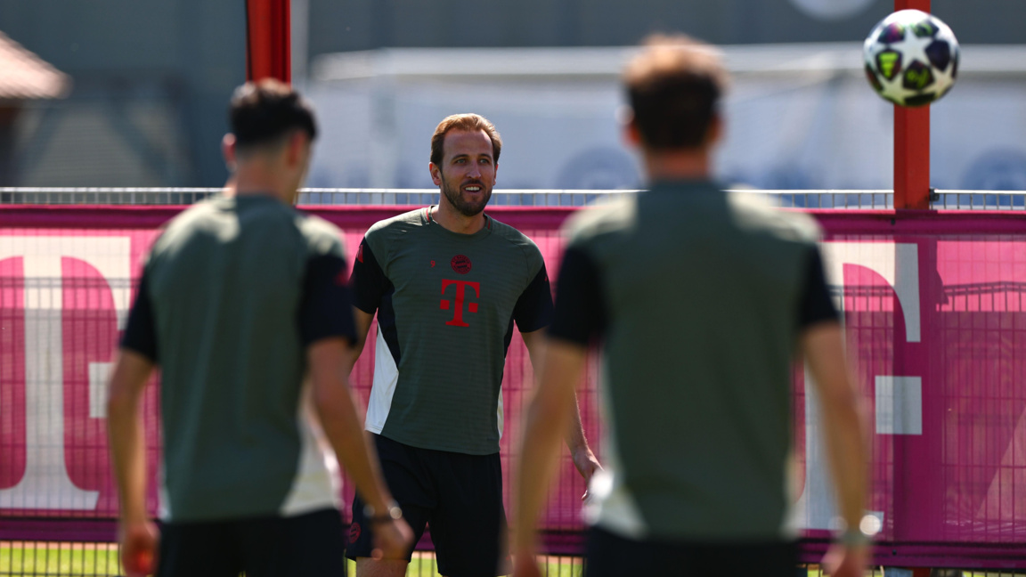 Хари Кейн по време на последната тренировка на Байерн.