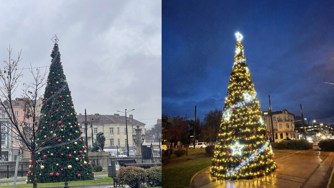 На "Лъвов мост" засия първата в София коледна елха
