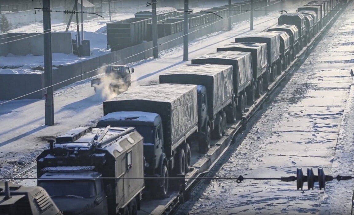 Руска военни автомобили напът за Беларус, 24 януари 2022 г.