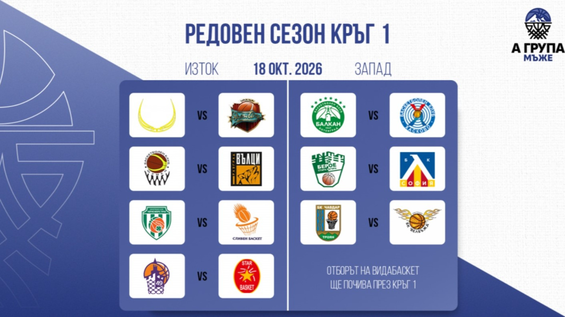 „Видабаскет" ще почива в първия кръг на А група