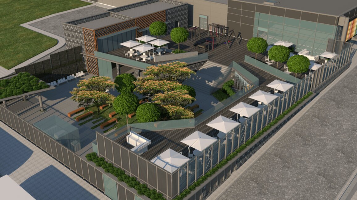 Зелени градини и плажни барове в новите гейтове на открито на летище Варна