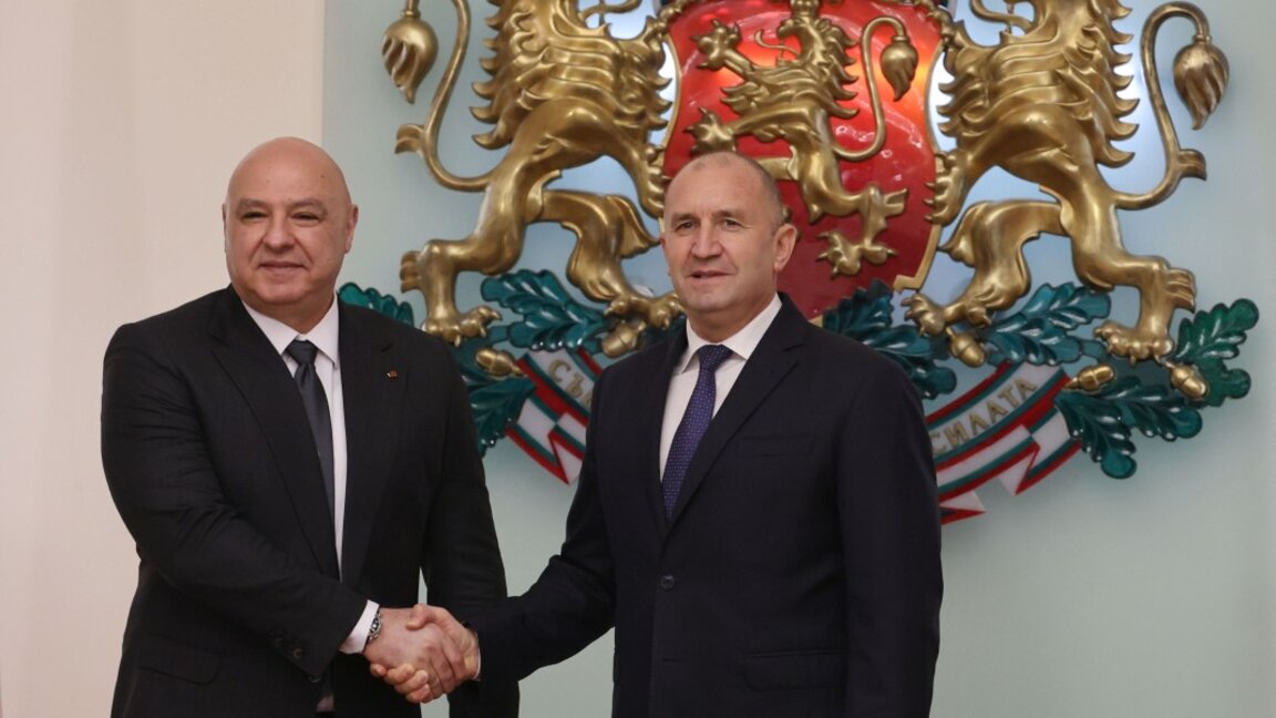 Lebanon's President, General Joseph Aoun, left, and Bulgarian President Rumen Radev meet in Sofia.