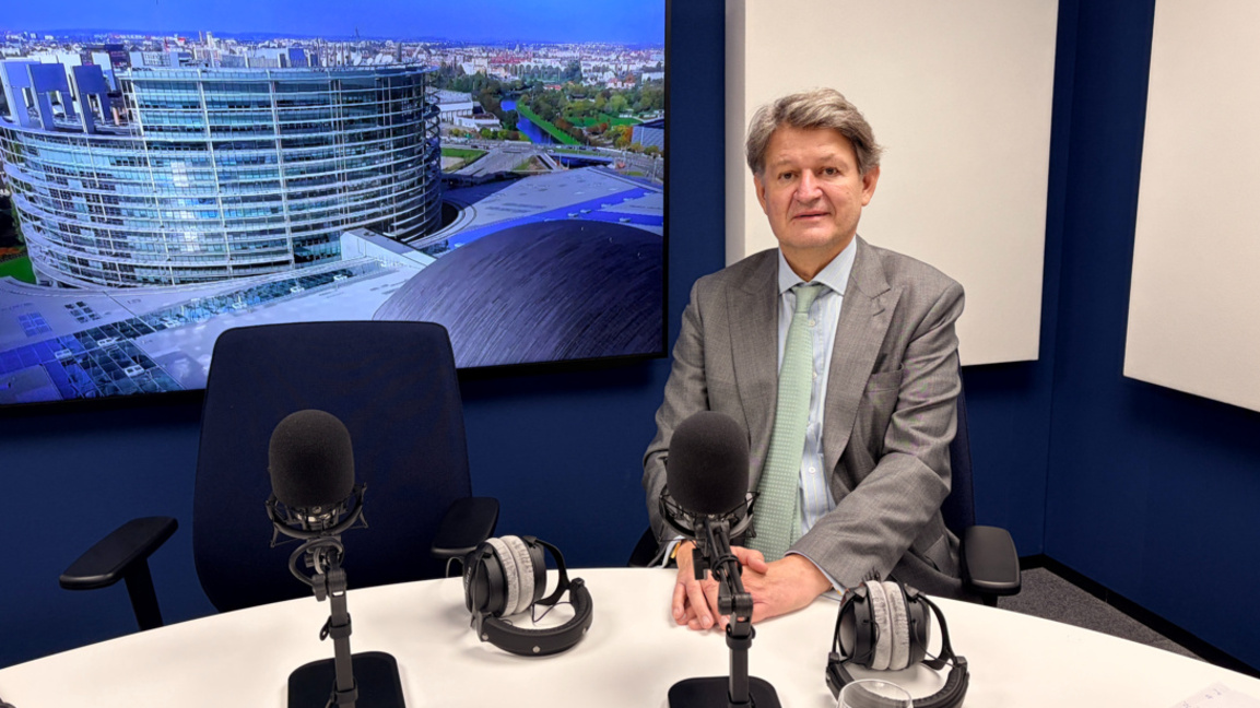 MEP Helmut Brandstätter at the Radio Studio complex at the European Pariament in Strasbourg