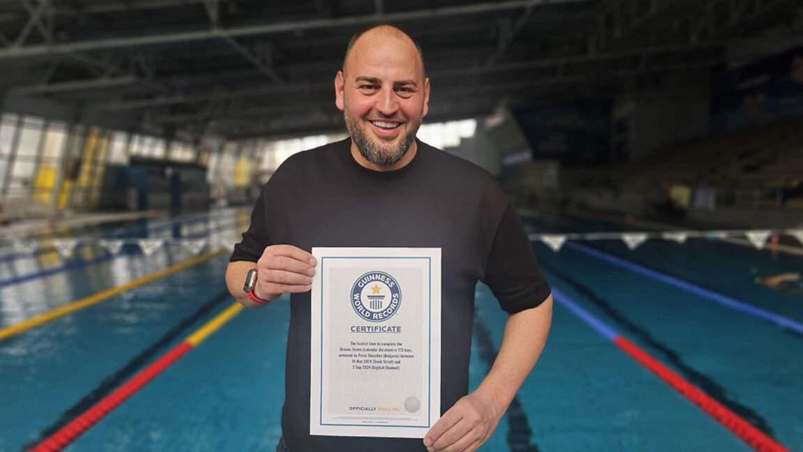 Maraton yüzücü Petar Stoychev resmi olarak “Guinness” Rekorlar Kitabına girdi