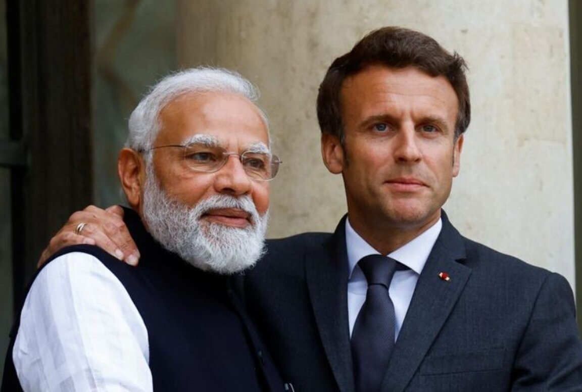 Нарендра Моди и Еманюел Макрон