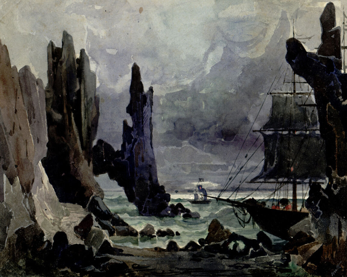 Сцена от I действие на „Летящият холандец”, 1878 г.