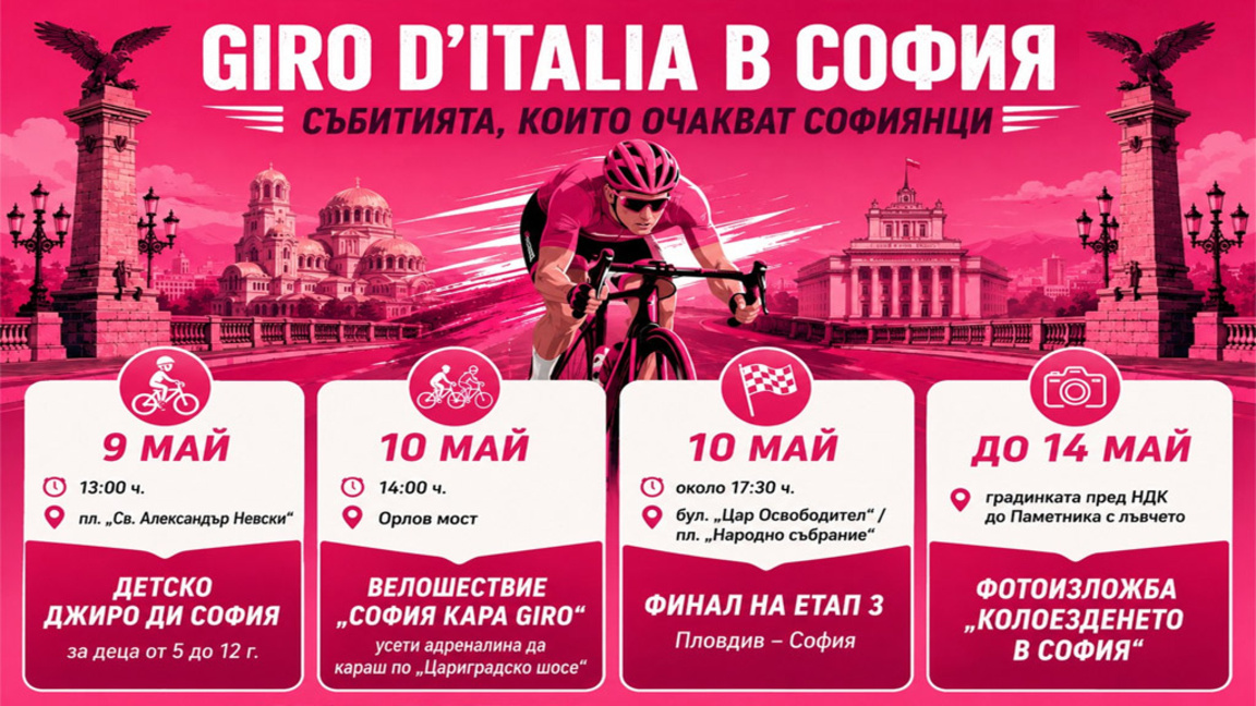 В София празничната програма заради "Giro d’Italia" започва още от 8 май