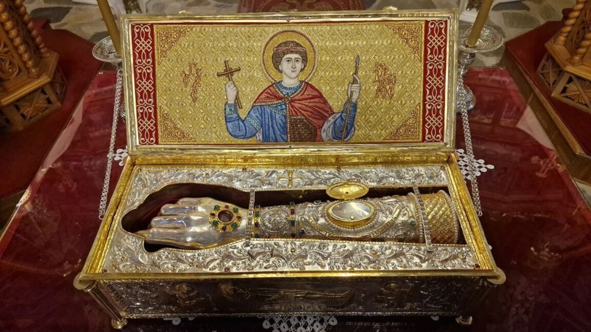 The relics of St. George the Victorious are on display at the Church of St. Athanasius the Great in Gorni Lozen