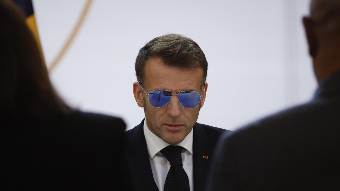 Френският президент Еманюел Макрон на брифинг след среща за институционалното бъдеще на Нова Каледония в Елисейския дворец, Париж, 16 януари 2026 г.