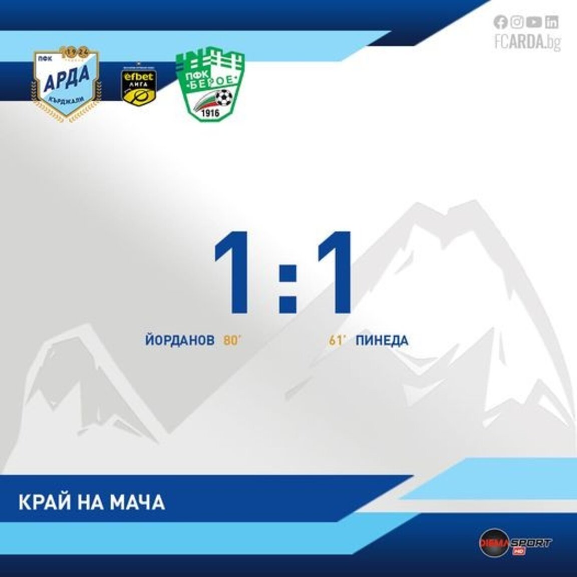 С равенство завърши мачът Арда - Берое