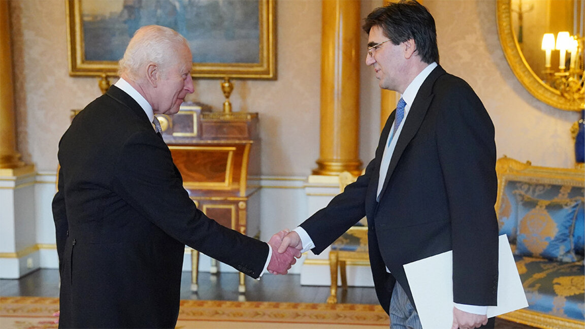 Bulgarian аmbassador Tihomir Stoychev presents his letters of credence to HМ King Charles III