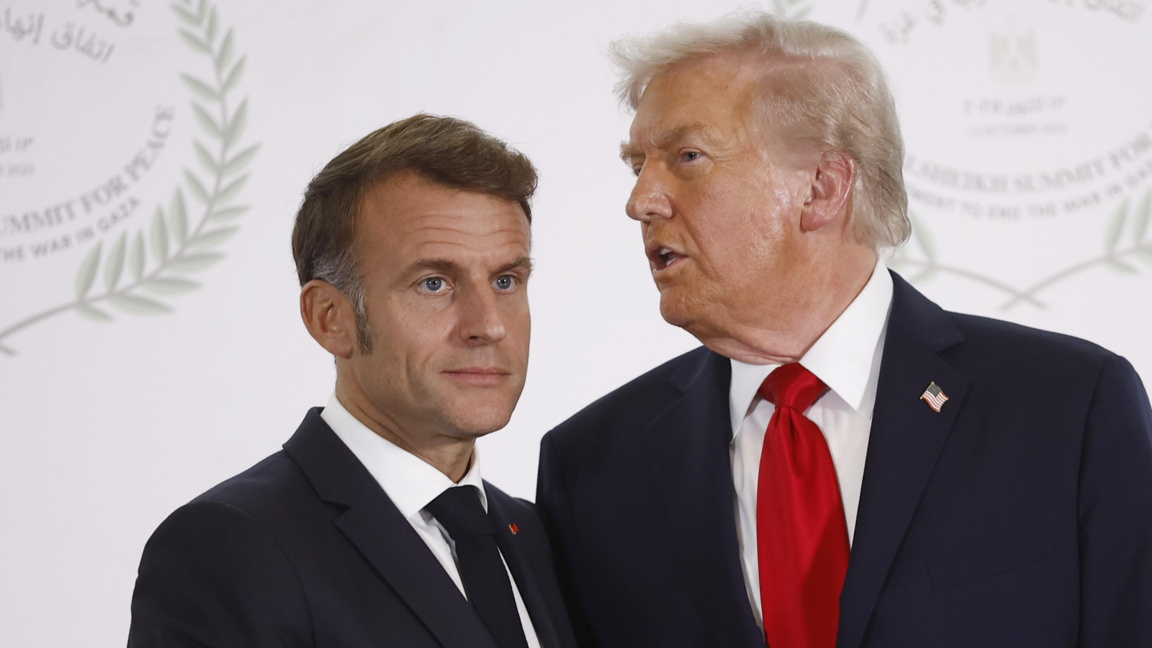 Еманюел Макрон и Доналд Тръмп в Шарм ел Шейх, 13 октомври 2025 г.