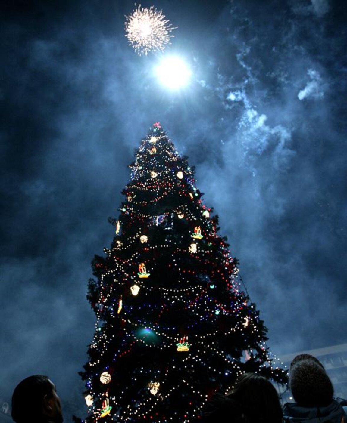 Zehn Meter hoher Weihnachtsbaum vor der Alexander-Newski-Kathedrale sorgt in Sofia für Weihnachtsstimmung
