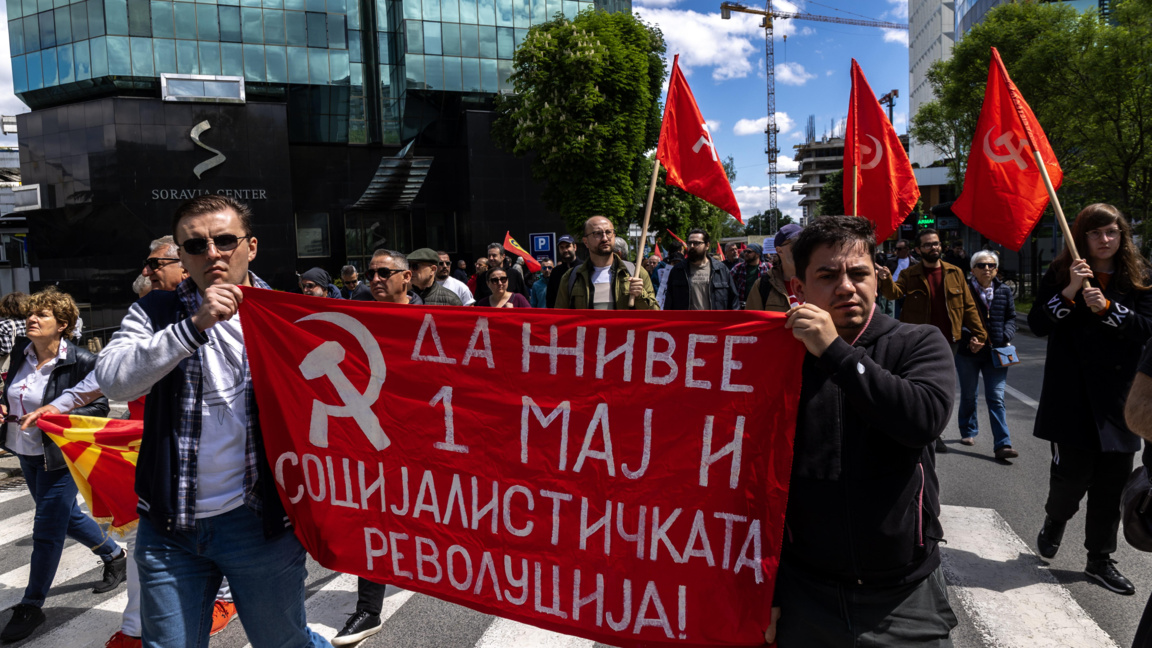 Шествие за празника та труда в Скопие, Северна Македония