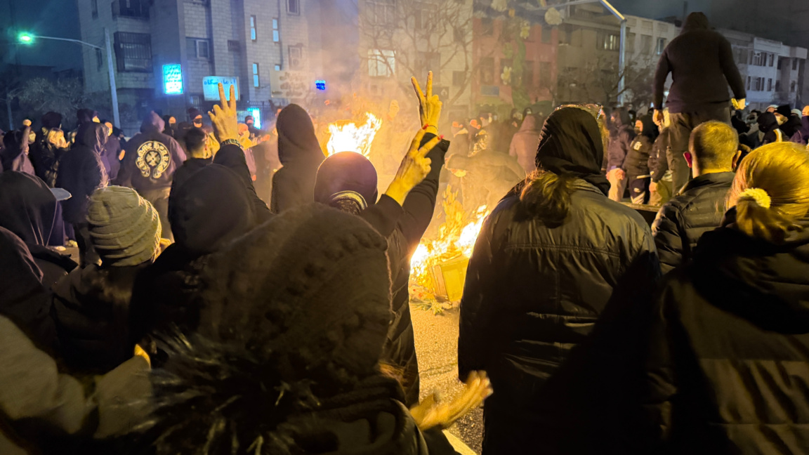 Антиправителствените протести в Техеран (09.01.2026 г.).