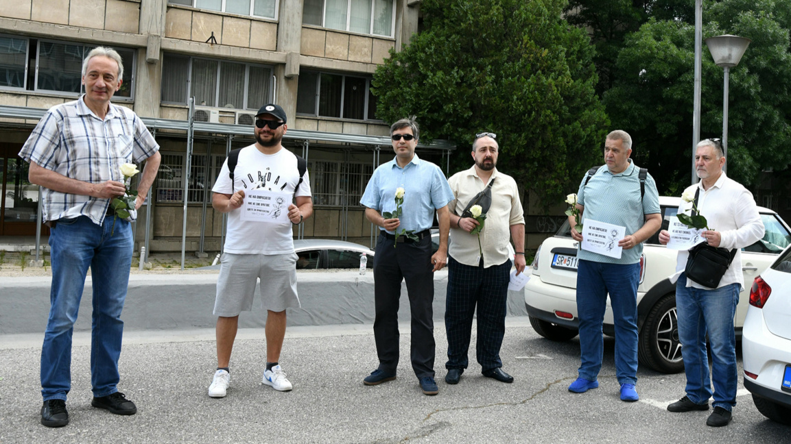 Protesters call for good neighbourliness in front of North Macedonian embassy