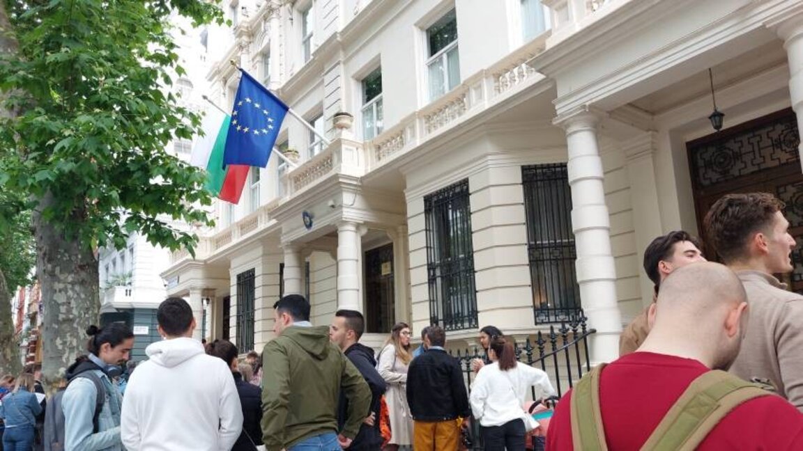 Voters queuing to cast their ballots in the UK on election day.