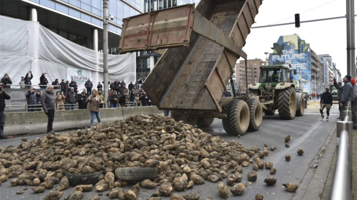 Протест на фермери пред евроинституциите в Брюксел, 26 март 2024 г.