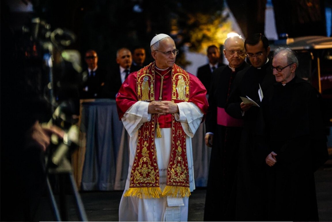 Pope Leo XIV appears at a Catholic celebration wearing his Bulgarian omophorion
