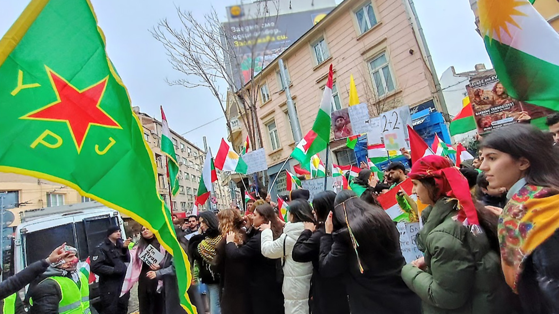 Protesta de la diáspora kurda en Sofía del 26 de enero