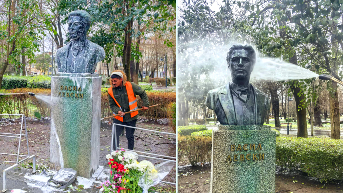 Братя Дадурян почистиха паметника на Левски в Бургас