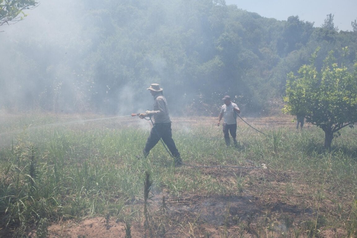 Местните жители се опитват да потушат пожар в района на Шеферихисар в Измир, Турция, 30 юни 2025 г.