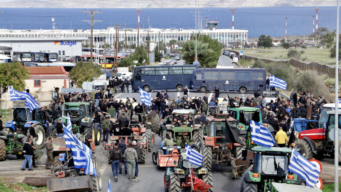 Фермери протестират на остров Крит, 8 декември 2025 г.