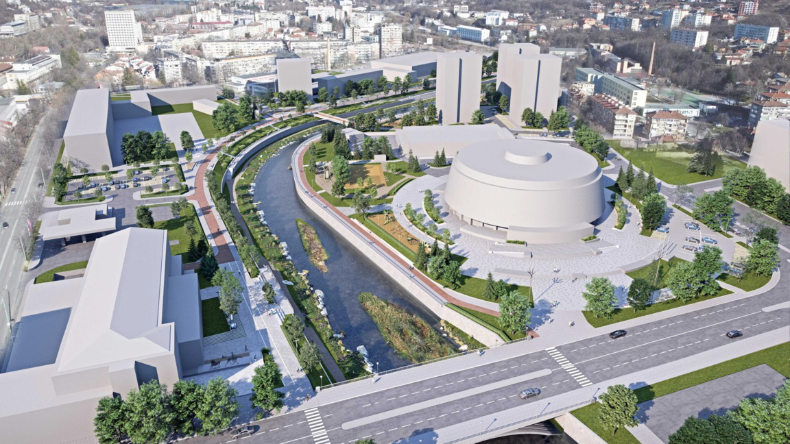 Визуализация на крайречния парк.