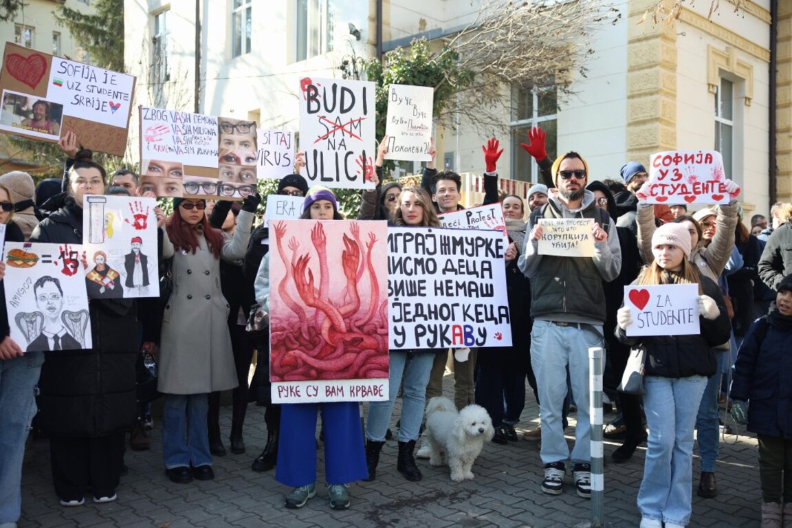Serbian community in Sofia supports the student protests in their homeland.