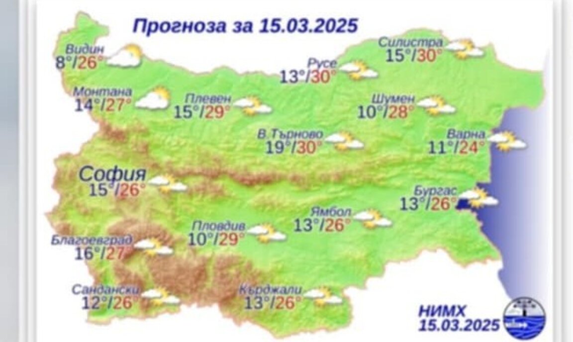 Прогнозата е за високи температури и вятър