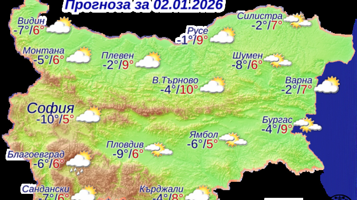 прогноза за времето 02.01.2026 г.