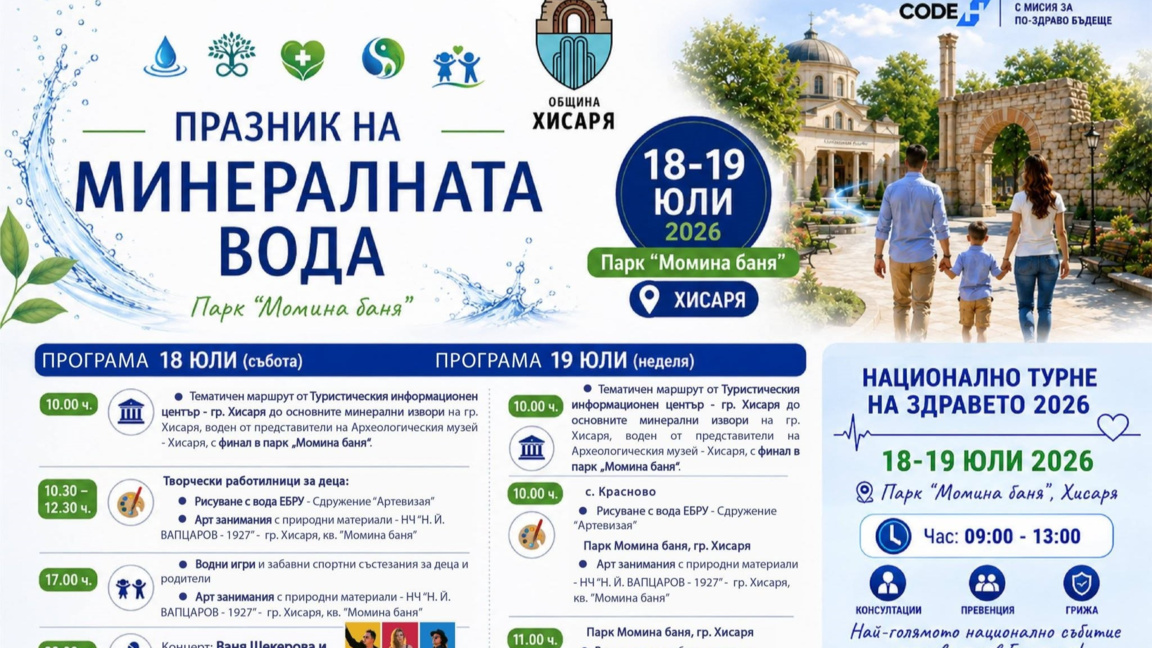Хисаря организира празник на минералната вода, здравето и превенцията 