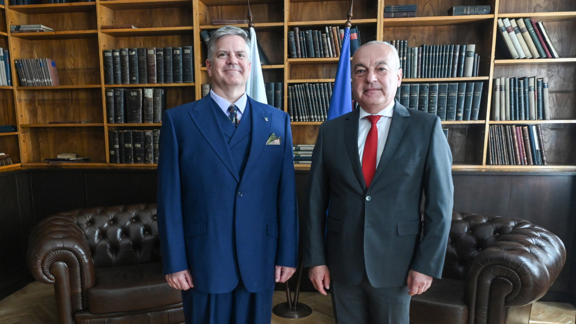 Galab Donev (right) and acting U.S. Ambassador to Bulgaria Martin McDowell.