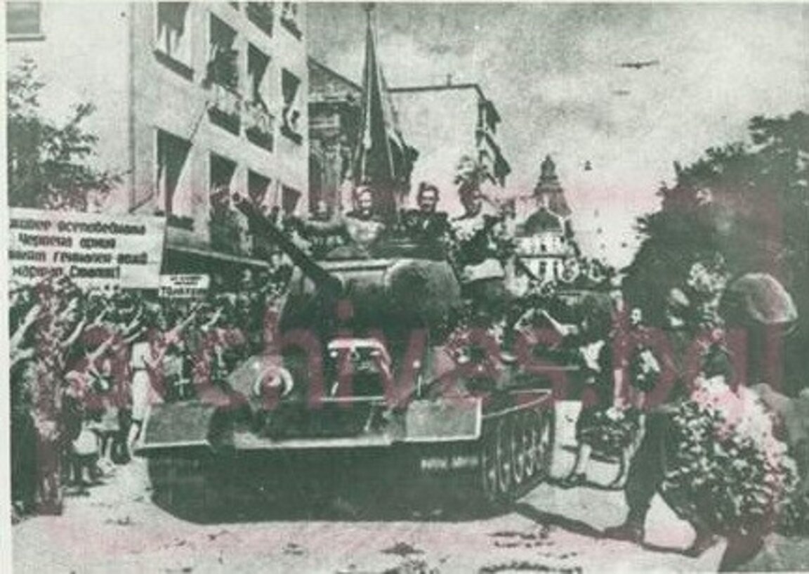 Посрещането на част от Червената армия в София