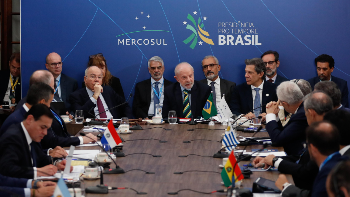 Бразилският президент Лула да Силва говори на пленарната сесия на срещата на върха на Меркосур в Бразилия, 20 декември 2025 г.